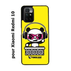 Coque noire pour Xiaomi Redmi 10 PANDA BOO© DJ music - coque humour