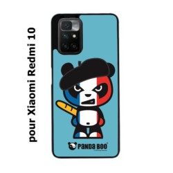 Coque noire pour Xiaomi Redmi 10 PANDA BOO© Français béret baguette - coque humour