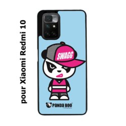 Coque noire pour Xiaomi Redmi 10 PANDA BOO© Miss Panda SWAG - coque humour