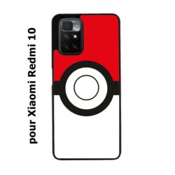 Coque noire pour Xiaomi Redmi 10 rond noir sur fond rouge et blanc