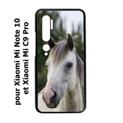 Coque noire pour Xiaomi Mi Note 10 Coque cheval blanc - tête de cheval