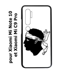 Coque noire pour Xiaomi Mi Note 10 Drapeau Corse Emblème - Écusson Corse Tête de Maure