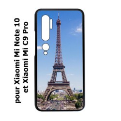 Coque noire pour Xiaomi Mi Note 10 Tour Eiffel Paris France