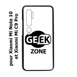 Coque noire pour Xiaomi Mi Note 10 Logo Geek Zone noir & blanc