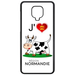 Coque noire pour Xiaomi Mi Note 10 J'aime la Normandie - vache normande