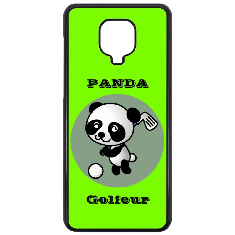 Coque noire pour Xiaomi Mi Note 10 Panda golfeur - sport golf - panda mignon