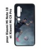 Coque noire pour Xiaomi Mi Note 10 Cristiano Ronaldo club foot Turin Football course ballon