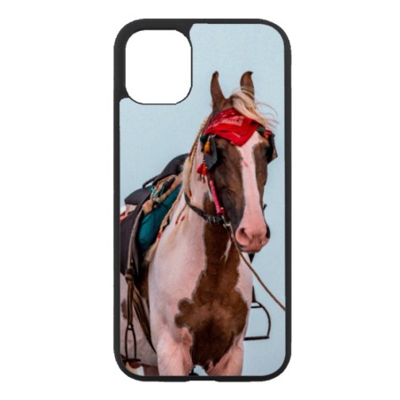 Coque noire pour iPhone 13 Pro Coque cheval robe pie - bride cheval