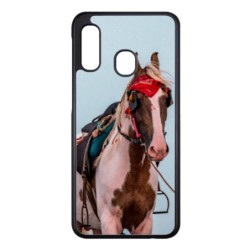 Coque noire pour Samsung Galaxy A02 Coque cheval robe pie - bride cheval
