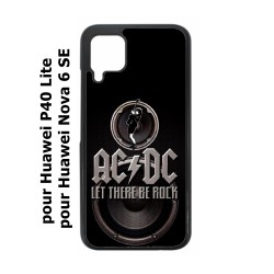 Coque noire pour Huawei P40 Lite / Nova 6 SE groupe rock AC/DC musique rock ACDC