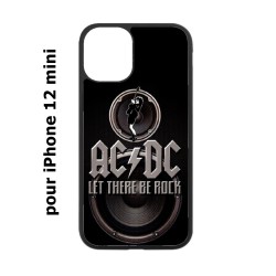 Coque noire pour Iphone 12 MINI groupe rock AC/DC musique rock ACDC