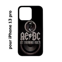 Coque noire pour iPhone 13 Pro groupe rock AC/DC musique rock ACDC