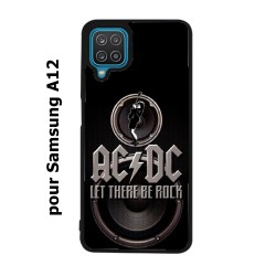 Coque noire pour Samsung Galaxy A12 groupe rock AC/DC musique rock ACDC