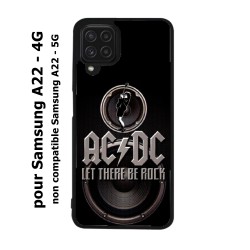 Coque noire pour Samsung Galaxy A22 - 4G groupe rock AC/DC musique rock ACDC