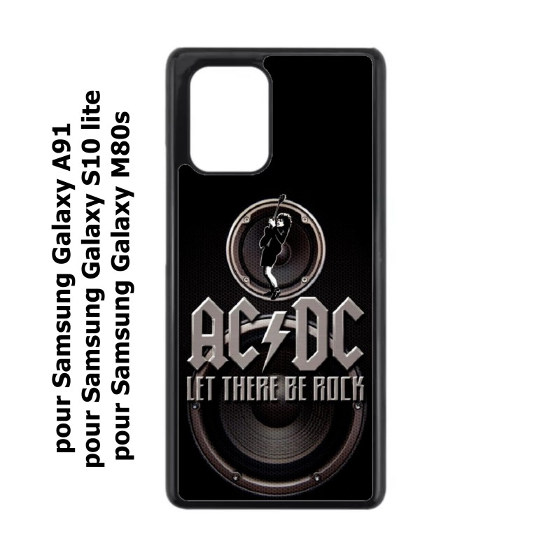 Coque noire pour Samsung Galaxy A91 groupe rock AC/DC musique rock ACDC