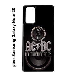 Coque noire pour Samsung Galaxy Note 20 groupe rock AC/DC musique rock ACDC