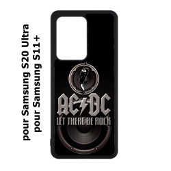 Coque noire pour Samsung Galaxy S20 Ultra / S11+ groupe rock AC/DC musique rock ACDC