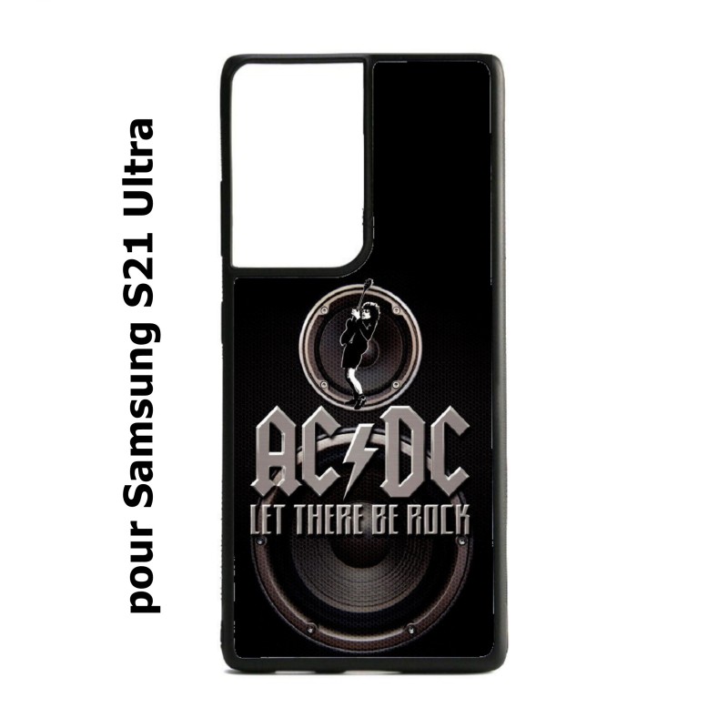 Coque noire pour Samsung Galaxy S21 Ultra groupe rock AC/DC musique rock ACDC