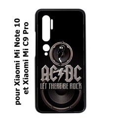 Coque noire pour Xiaomi Mi Note 10 groupe rock AC/DC musique rock ACDC