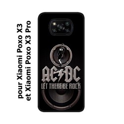 Coque noire pour Xiaomi Poco X3 & Poco X3 Pro groupe rock AC/DC musique rock ACDC