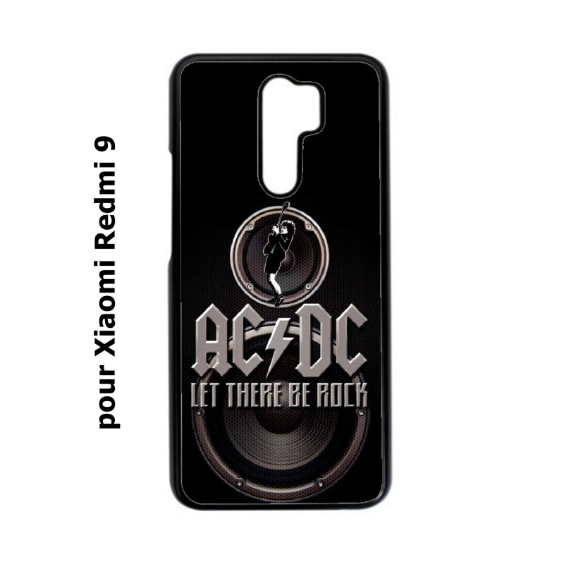 Coque noire pour Xiaomi Redmi 9 groupe rock AC/DC musique rock ACDC