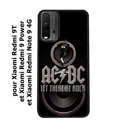 Coque noire pour Xiaomi Redmi 9 Power groupe rock AC/DC musique rock ACDC
