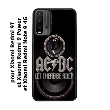 Coque noire pour Xiaomi Redmi 9 Power groupe rock AC/DC musique rock ACDC