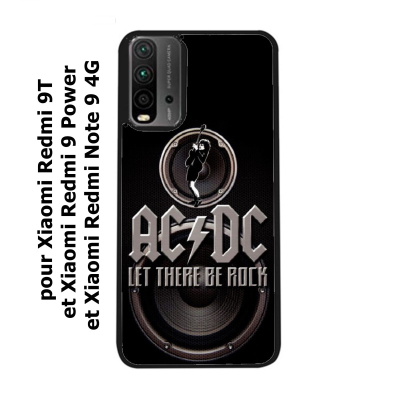 Coque noire pour Xiaomi Redmi 9T groupe rock AC/DC musique rock ACDC