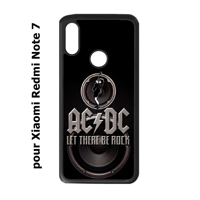 Coque noire pour Xiaomi Redmi Note 7 groupe rock AC/DC musique rock ACDC