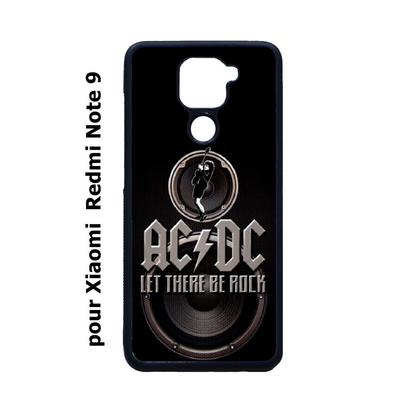 Coque noire pour Xiaomi Redmi Note 9 groupe rock AC/DC musique rock ACDC