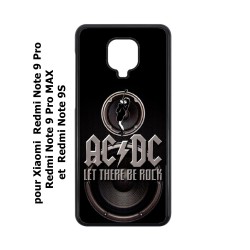 Coque noire pour Xiaomi Redmi Note 9S groupe rock AC/DC musique rock ACDC