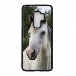 Coque noire pour Samsung S9 PLUS Coque cheval blanc - tête de cheval