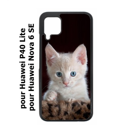 Coque noire pour Huawei P40 Lite / Nova 6 SE Bébé chat tout mignon - chaton yeux bleus