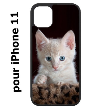Coque noire pour Iphone 11 Bébé chat tout mignon - chaton yeux bleus
