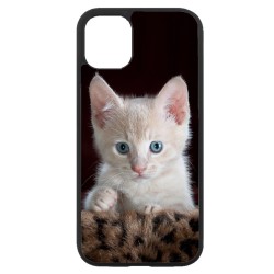 Coque noire pour Iphone 12 et 12 PRO Bébé chat tout mignon - chaton yeux bleus