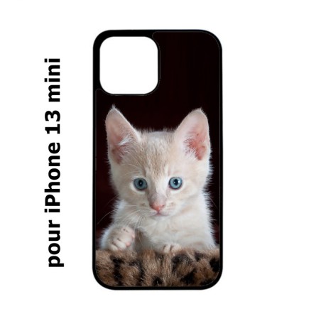 Coque noire pour iPhone 13 mini Bébé chat tout mignon - chaton yeux bleus