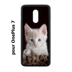 Coque noire pour OnePlus 7 Bébé chat tout mignon - chaton yeux bleus