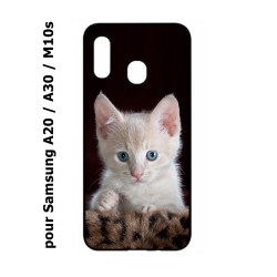 Coque noire pour Samsung Galaxy A20 / A30 / M10S Bébé chat tout mignon - chaton yeux bleus