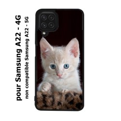 Coque noire pour Samsung Galaxy A22 - 4G Bébé chat tout mignon - chaton yeux bleus