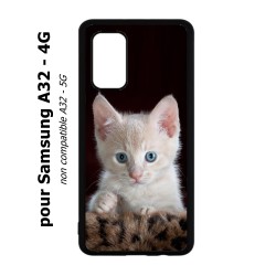 Coque noire pour Samsung Galaxy A32 - 4G Bébé chat tout mignon - chaton yeux bleus
