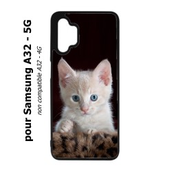 Coque noire pour Samsung Galaxy A32 - 5G Bébé chat tout mignon - chaton yeux bleus