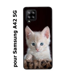 Coque noire pour Samsung Galaxy A42 5G Bébé chat tout mignon - chaton yeux bleus