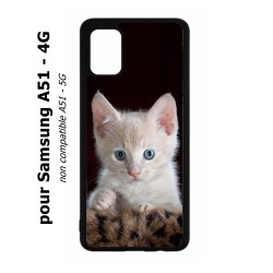 Coque noire pour Samsung Galaxy A51 - 4G Bébé chat tout mignon - chaton yeux bleus