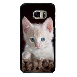 Coque noire pour Samsung Galaxy A530/A8 2018 Bébé chat tout mignon - chaton yeux bleus