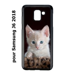 Coque noire pour Samsung Galaxy J6 2018 Bébé chat tout mignon - chaton yeux bleus