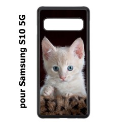 Coque noire pour Samsung Galaxy S10 5G Bébé chat tout mignon - chaton yeux bleus