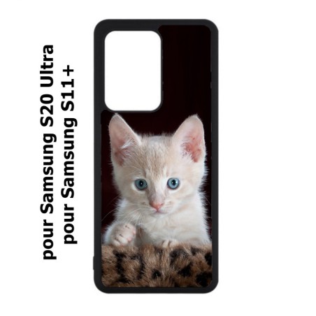 Coque noire pour Samsung Galaxy S20 Ultra / S11+ Bébé chat tout mignon - chaton yeux bleus