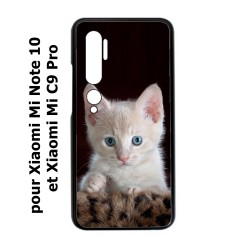 Coque noire pour Xiaomi Mi Note 10 Bébé chat tout mignon - chaton yeux bleus