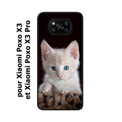 Coque noire pour Xiaomi Poco X3 & Poco X3 Pro Bébé chat tout mignon - chaton yeux bleus