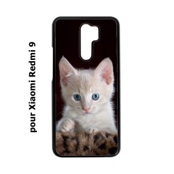 Coque noire pour Xiaomi Redmi 9 Bébé chat tout mignon - chaton yeux bleus